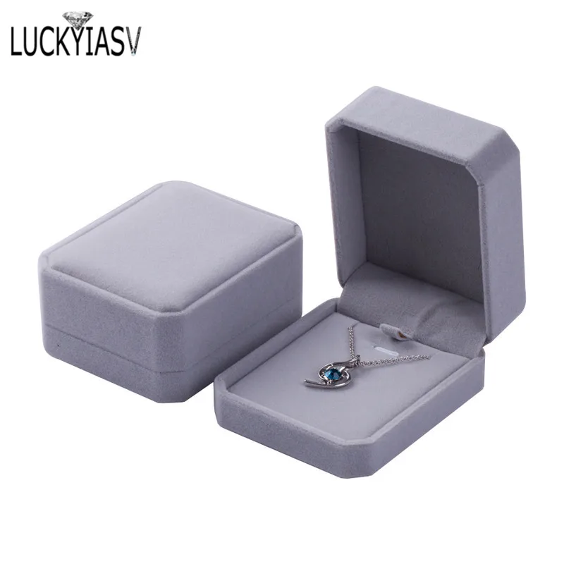 1 PC High Quality Jewelry Storage Boxes Presentation Necklace Pendant Jewelry Box Velvet Case Earrings Plastic Display Box