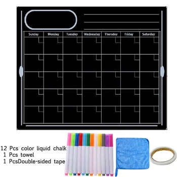 

Magnetic Black Board Weekly Monthly Planner Calendar Dry Erase Fridge Erasable Memo Message Writing Door Table Wall Sticker Kids