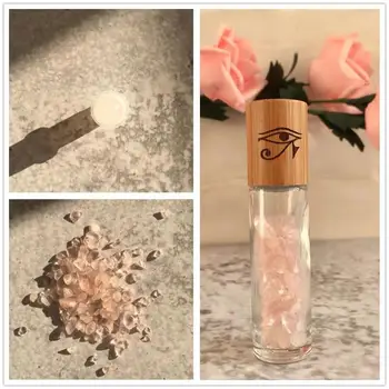 

Engraving logo 10ml Glass Crystal Stone Oil Gemstone Rollers Facial Slimming Massage Essential Roller Bottle wood lids