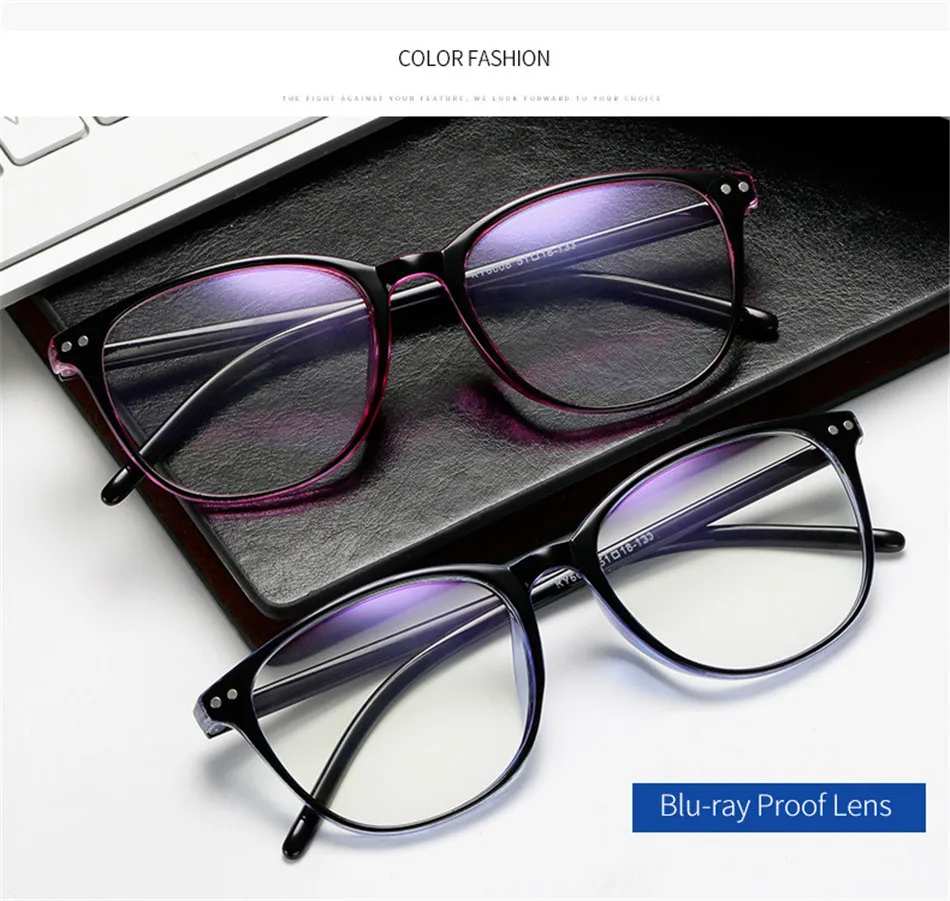 Iboode ретро круглые очки для близорукости, оправа для женщин, синяя пленка, оптические оправы для очков, готовые очки для близоруких диоптрий-1,0~ 6,0