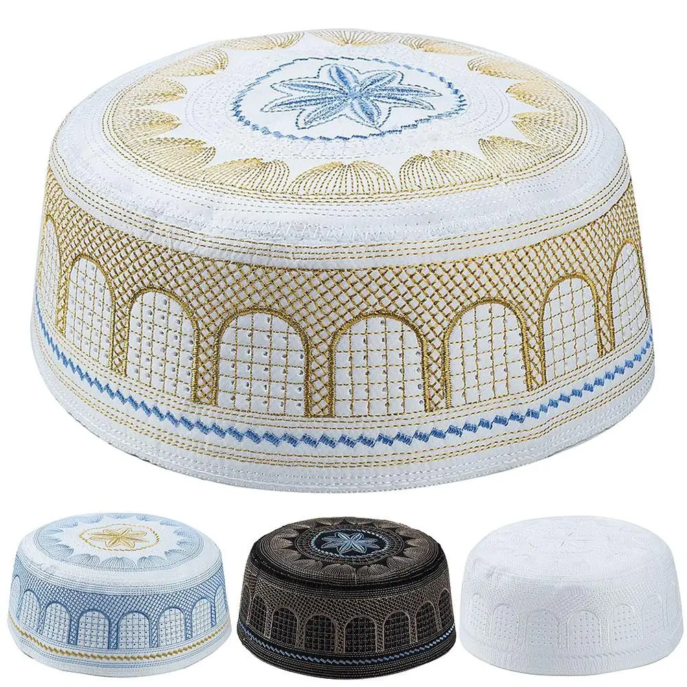 

HOT SALES Prayer Hats for Men Arab Muslim Islamic Pray Skull Cap Arabic Turkish Beanie Hat Headwear Cotton Embroidery Cap Hijab