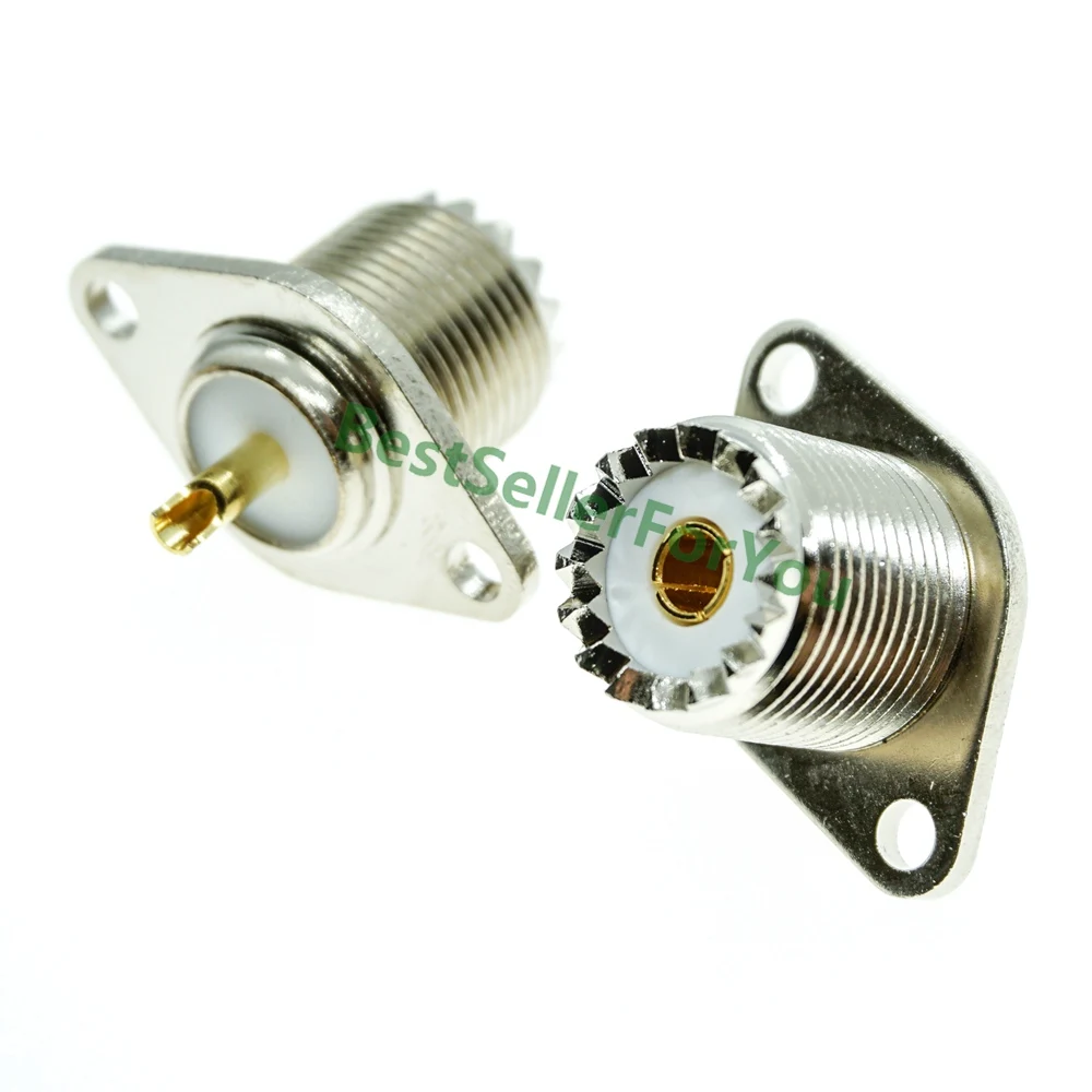 

1Pcs UHF Female SO-239 2 hole Panel Mount Flange Solder Cup Connector antenna socket