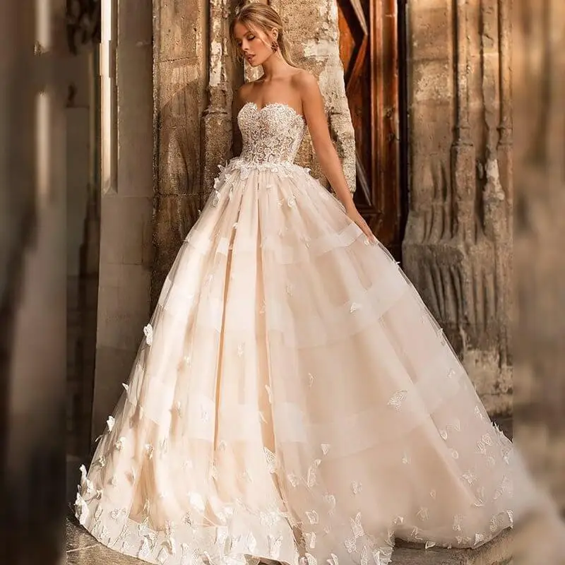 Romantic 3D butterfly Wedding Dress 2019 Swanskirt Appliques A-Line Princess Lace Up Bride Gown vestido de noiva N101