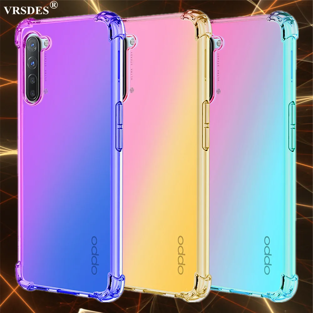 Мягкий цвет градиента Силиконовый противоударный чехол для OPPO Reno3 Pro Reno 10x Zoom Ace Z