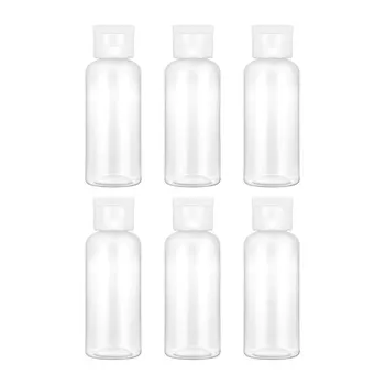 

Minkissy 6Pcs 50ml Empty Plastic Sample Bottle Container Jar Pot Vial with Flip Lid Perfect for Emollient Water Shower Gel Emuls