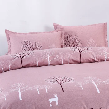 

Microfiber Soft Comfortable Polyester Bedding set - Pink Quilt Duvet Cover,Christmas Flat Sheet 2 Pillowcase 4PCS King 200x230cm