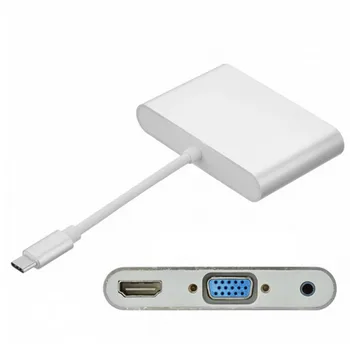 

Combo USB 3.1 Type-C USB-C to HDMI Digital AV & VGA & 3.5mm Audio Adapter for Laptop & Notebook