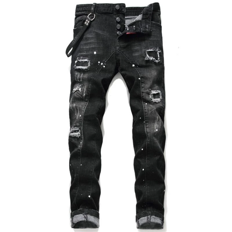 DSQUARED2 pantalones vaqueros ajustados para hombre, Jeans de alta calidad, negro, para M|Pantalones vaqueros| AliExpress