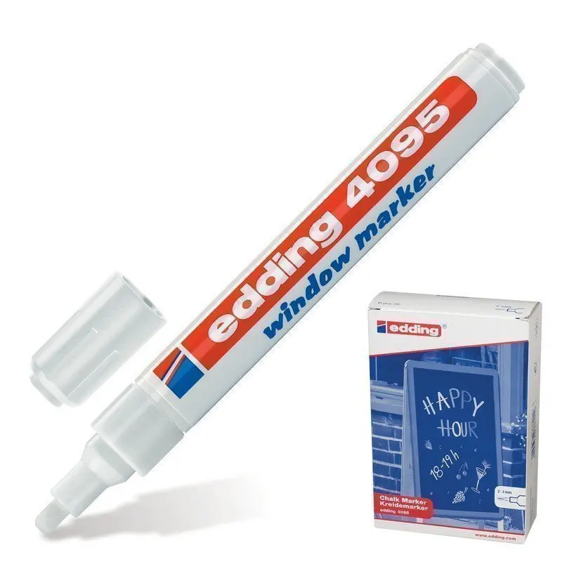 Edding chalk marker &quot4095&quot 2-3mm white wet for smooth surfaces e-4095/49 | Канцтовары для офиса и дома