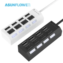 Asunflower 4 Порты и разъёмы USB 2,0 концентратор высокой Скорость Разветвитель USB для компьютера, ноутбука, Настольная ступица для huawei Коврики 20 Pro P30 Pro USB 2,0 концентратор