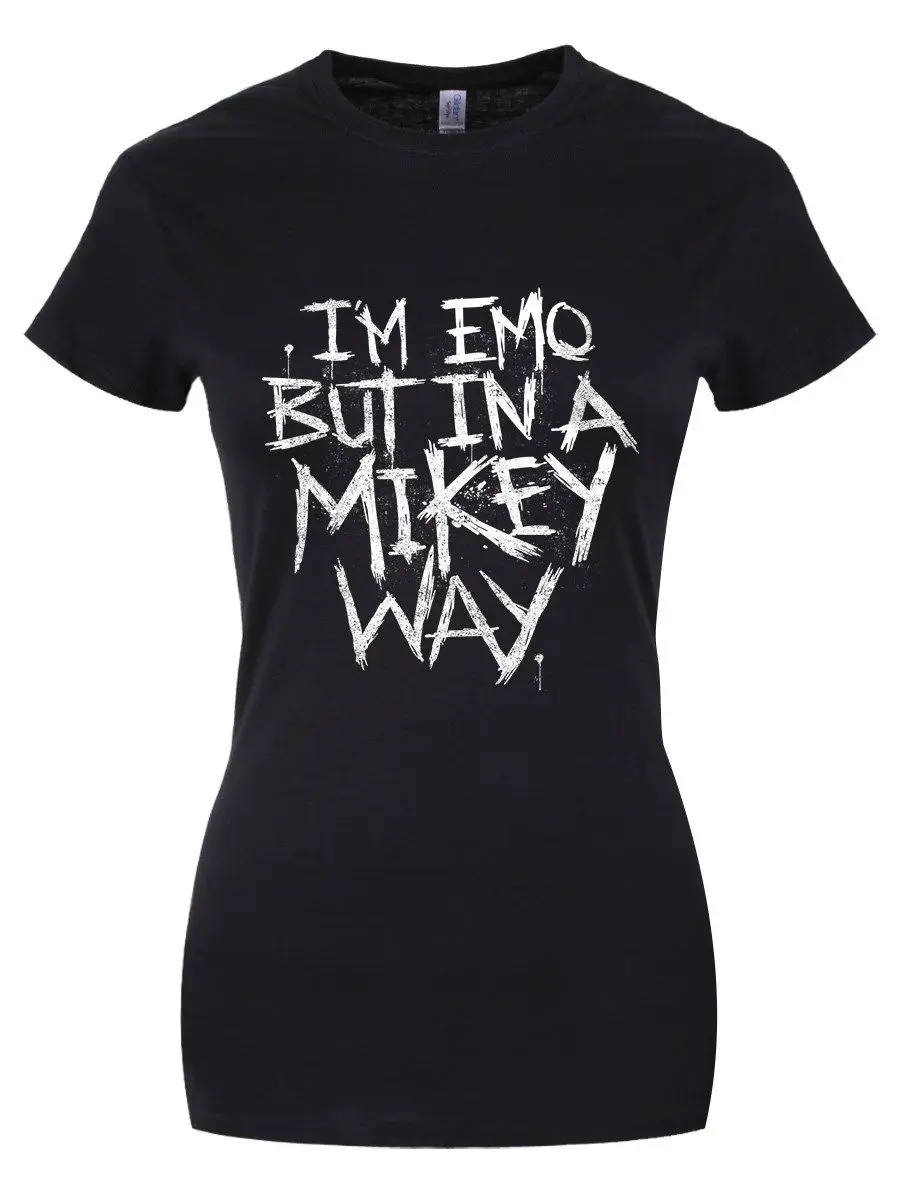 Женская Черная Футболка I'm Emo But In A Mikey брендовая хорошего качества Женский