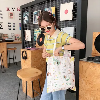 

Large Capacity Canvas Tote Bag for Women 2020 Female Handbags Eco Reusable Student Book Bags Shopper Ladies Casual Shopper Bag