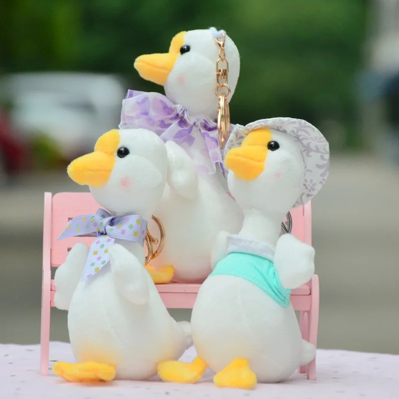 

new fashion 16cm plush Favorite cute duck With scarf stuffed soft Pendant bag decoration Keychain festival christmas gift friend