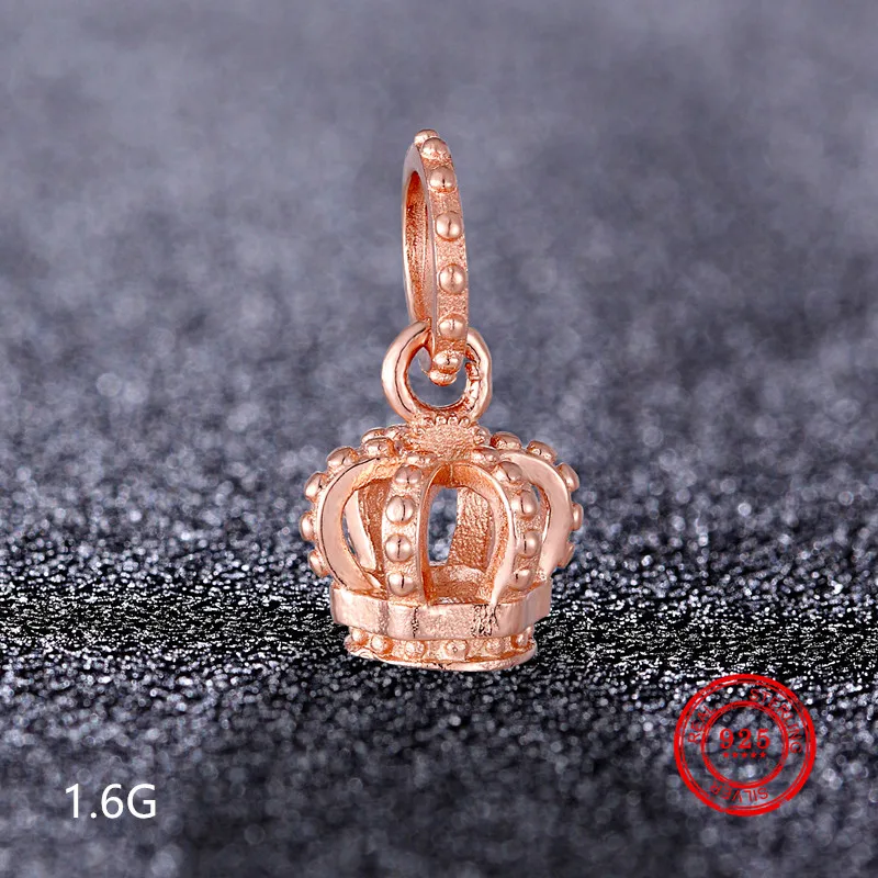 

100% real 925 sterling silver crown feather beads suitable for Pandora bracelet cute charm DIY gift
