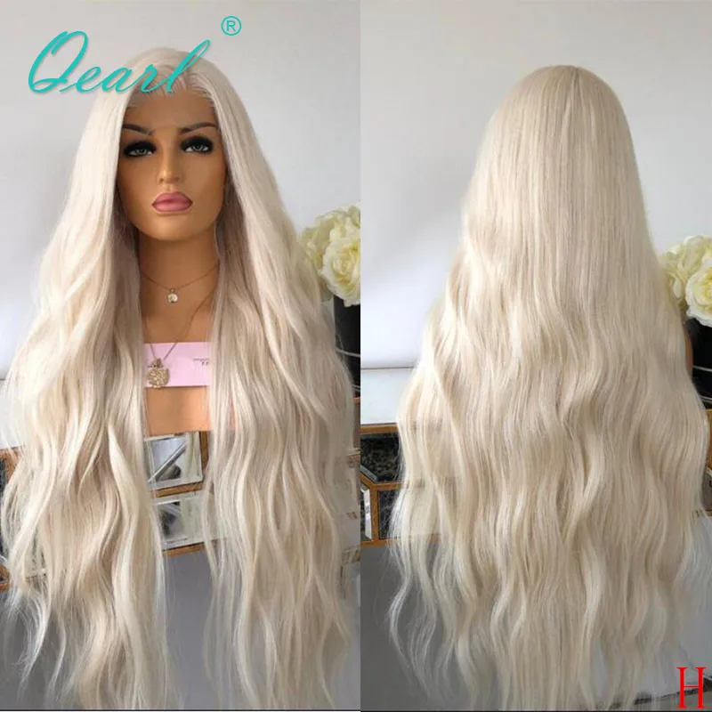 Transparent Lace White Blonde Human Hair Front Wig 180% 250% Light Color Wigs Natural Wave Remy 13x4 Preplucked Qearl | Шиньоны и