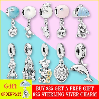

925 Sterling Silver Beads 10 Types Cartoon Mouse Ballon White Snow Beads Charms fit Original Brand Bracelets Women DIY Jewelry