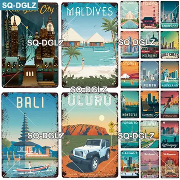 

[SQ-DGLZ]Asia City Metal Sign Vintage Metal Plaque Travel Plates Decor For Pub Bar Home Wall Decor Tin Signs Country Poster