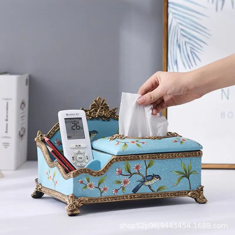 

Resin Multifunction Tissue Box Creative Rectangle Tissue Box Desk Makeup Organizer Remote Controller Holder For Home Office