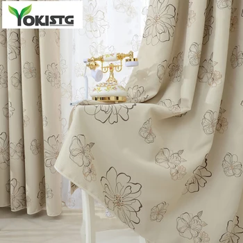 

YokiSTG Blinds Luxurious Modern Flower Window Blackout Curtains for Living Room Bedroom Kitchen Window Treatments Shading Panel