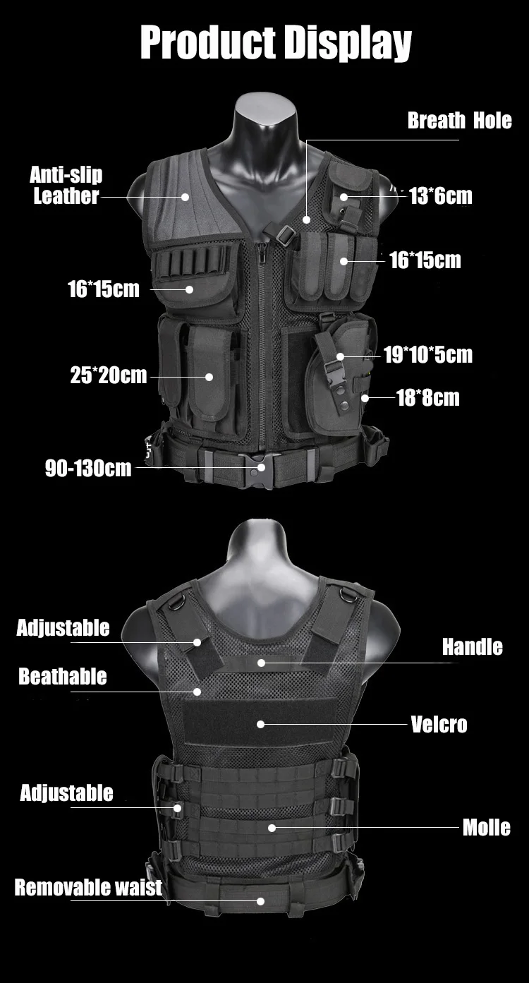  Model 045 Men Military Tactical Vest Paintball Camouflage Molle Hunting Vest Assault Shooting Hunti