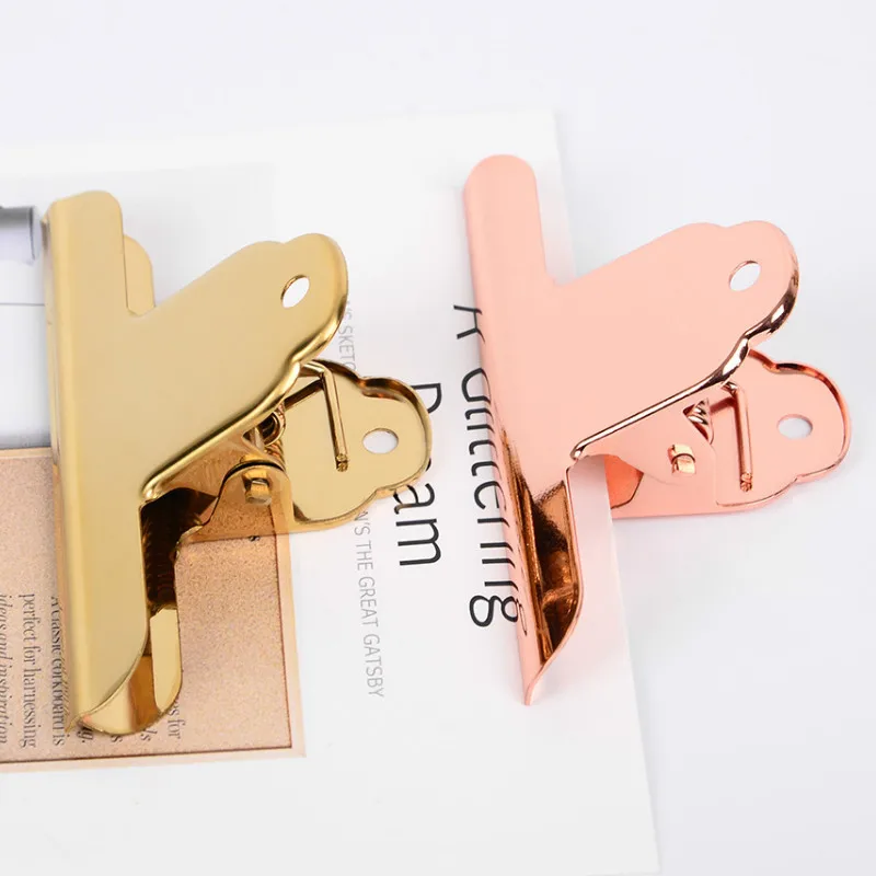 

Stainless Steel Large Bill Holder Golden Rose Gold Seal Securing Clip Holder Metal Paper Clips Home Office Storage