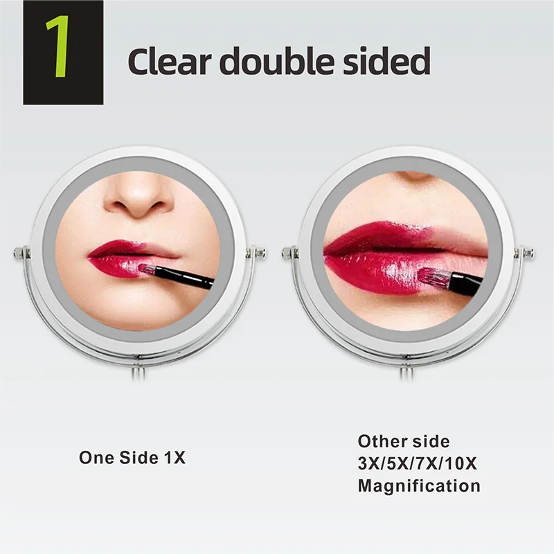 Folding Arm Extend Bathroom Mirror With LED Light 7 Inch Wall Mounted Double Side Smart Cosmetic Makeup Mirrors 3