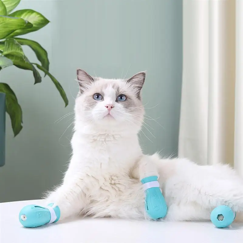 

4pcs Anti-biting Bath Washing Cat Claw Cover Cut Nails Foot Cover Pet Paw Protector for Anti-Scratch Cat Shoes Boots