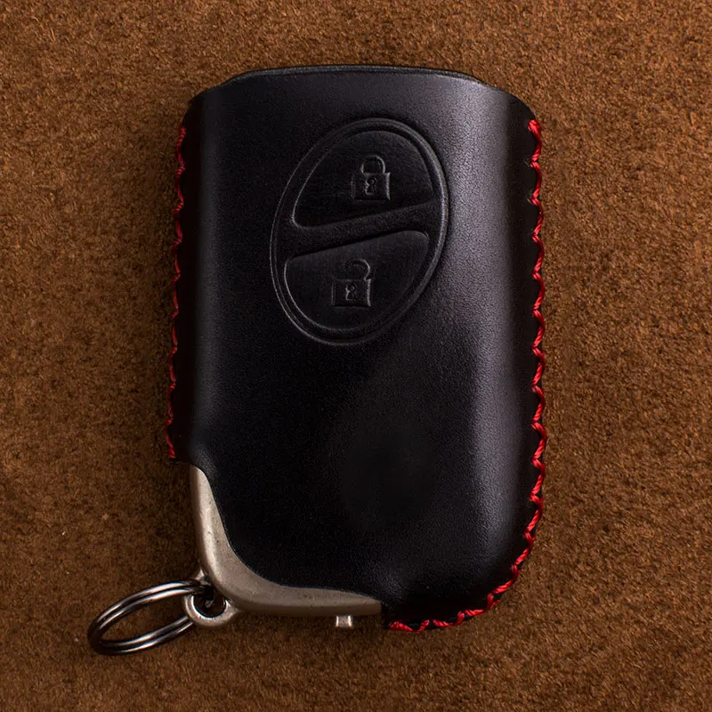 2Button Black Red Натуральная кожа чехол для ключей ключ крышка Защита сумка для Lexus CT200H GX400 GX460 IS250 IS300C RX270 ES240 ES350 LS460 GS300 450h 460h - Название цвета: 2Button Black Red