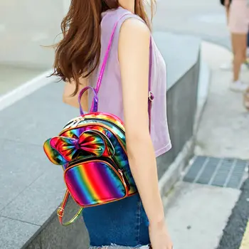 

Women Bowknot Backpack Female PU Leather Backpacks For Ladies School Bookbag Fashion Portable Travel Shoulder Bag Bagpack