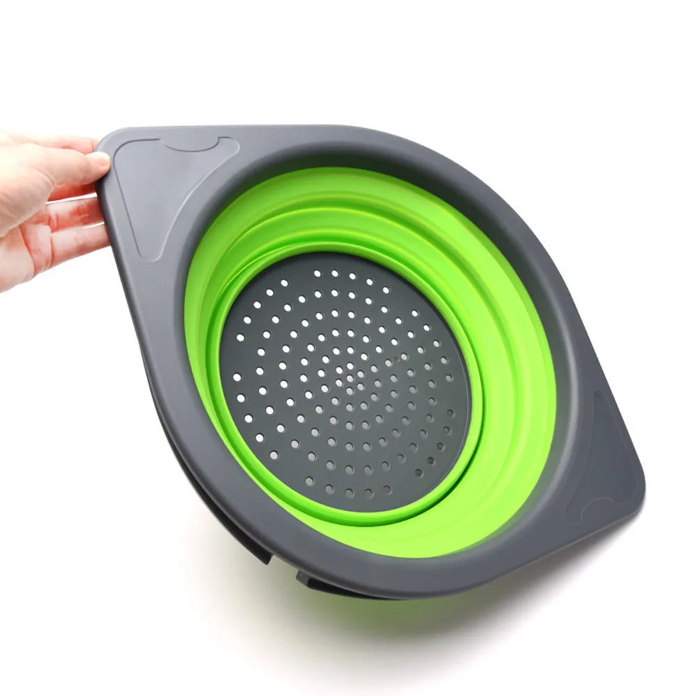 

Supportable Foldable Drain Basket Colander Fruit Vegetable Washing Basket Strainer Collapsible Drainer With Handle Kitchen Tool
