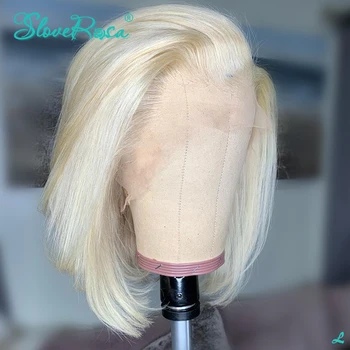 

13X4 Lace Ombre 613 Blonde Short Bob Wigs Brazilian Remy Hair Bleached Knots 130% Density Lace Front Human Hair Wigs Slove Rosa