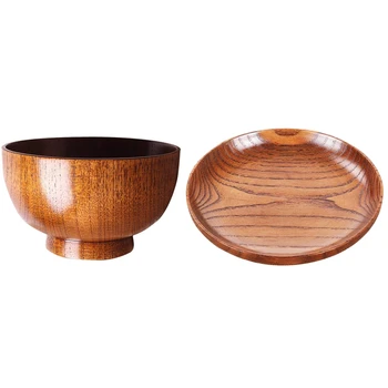 

Wooden Bowl for Rice Soups Desserts Ice Cream 11X7cm with Tableware Household Smooth Wooden Bread Dish Tray