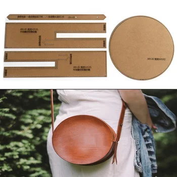

DIY Handmade Leather Women's Round Shoulder Bag Messenger Bag Sewing Pattern Hard Kraft Paper Stencil Template 20cm*20cm*7.5cm