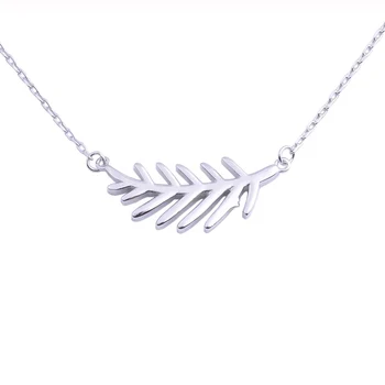 

Pine Leaf Branch Necklace Real 925 Sterling Silver Necklaces For Women Long Collar Chains Pendants Natural Fashion Jewelry