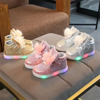 

Fashion Baby Girls Shoes With Light Bow Toddler Children Shoes With Light Up Kids Illuminate Sneakers Size 21-30