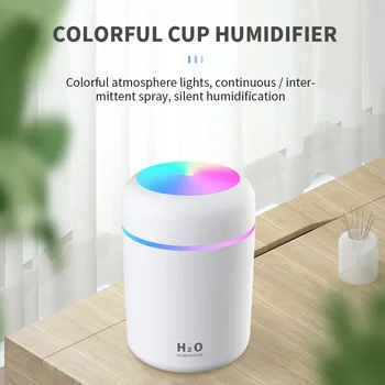 

Mini Portable USB Humidifier Oil Diffuser with Romantic Car Air Purifier Colorful Night Light for Baby Room Bedroom Office 300ML