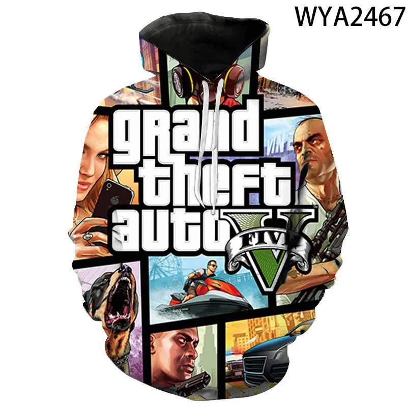 thumbnail image 1 of Sudadera con capucha para niños y mujeres, suéter con estampado 3D de Grand Theft Auto Game Gta 2020, novedad de 4/5, 1 of 4