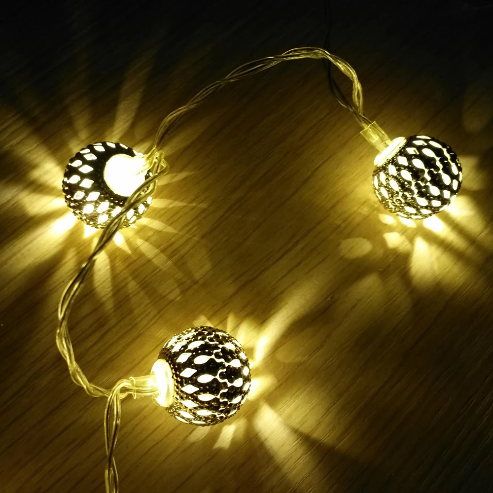 

Round Ball Morocco Ball 20 LED Lights String Wedding Christmas Birthday Holiday Room Garden Decoration Lights (without Battery)