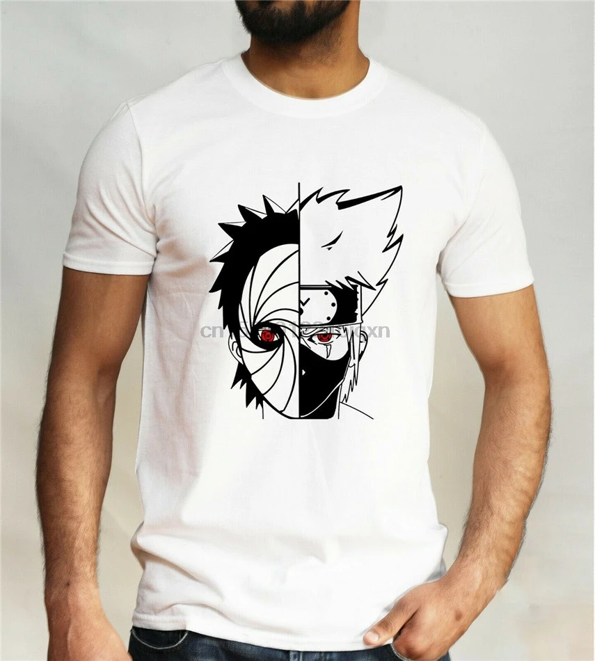 Kakashi Vs Obito T Shirt Uchiha Sharingan Anime Cosplay Gift Tee Top Mens Vintage Graphic Tshirt |