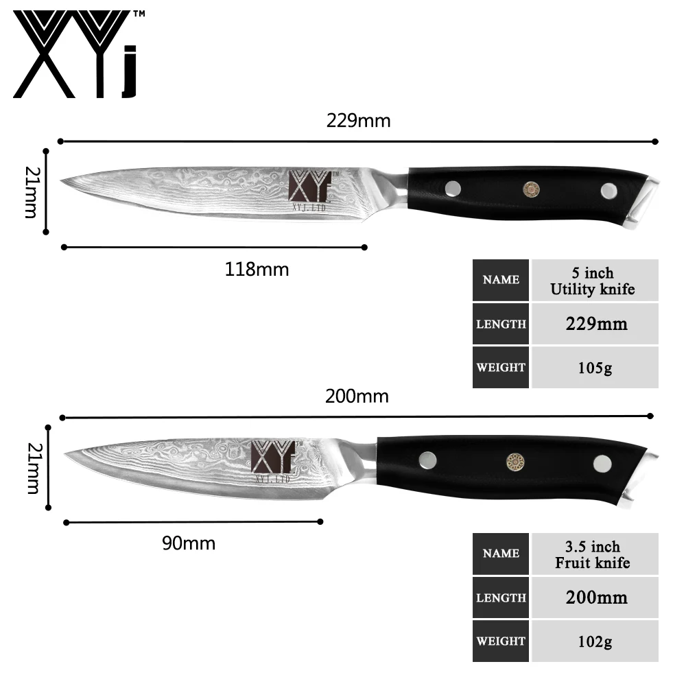 XYj 3,5 ''5'' дамасский стальной нож для очистки овощей острый VG10 лезвие цвет древесины кухонные ножи шеф-повара инструменты для приготовления пищи аксессуар