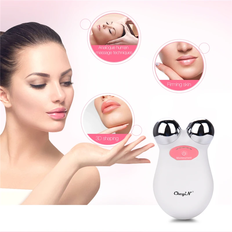 EMS Microcurrent Facial Massager 3D Roller Face Lift Tighten Slimming Anti Aging Wrinkles Puffiness Removal Beauty Machine 48