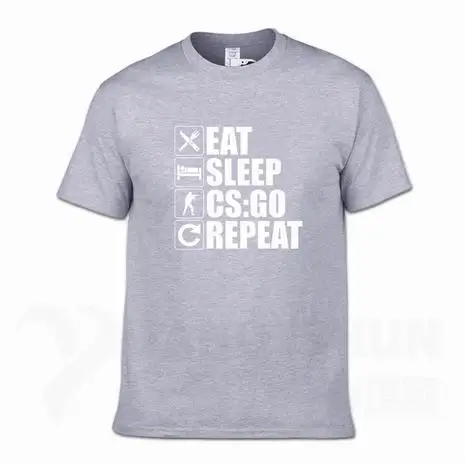 Eat Sleep, CS: GO, футболка-повтор, Забавный дизайн, CS GO, геймеры, Мужская футболка, модная, 16 цветов, высокое качество, хлопок, мужские футболки, хип-хоп