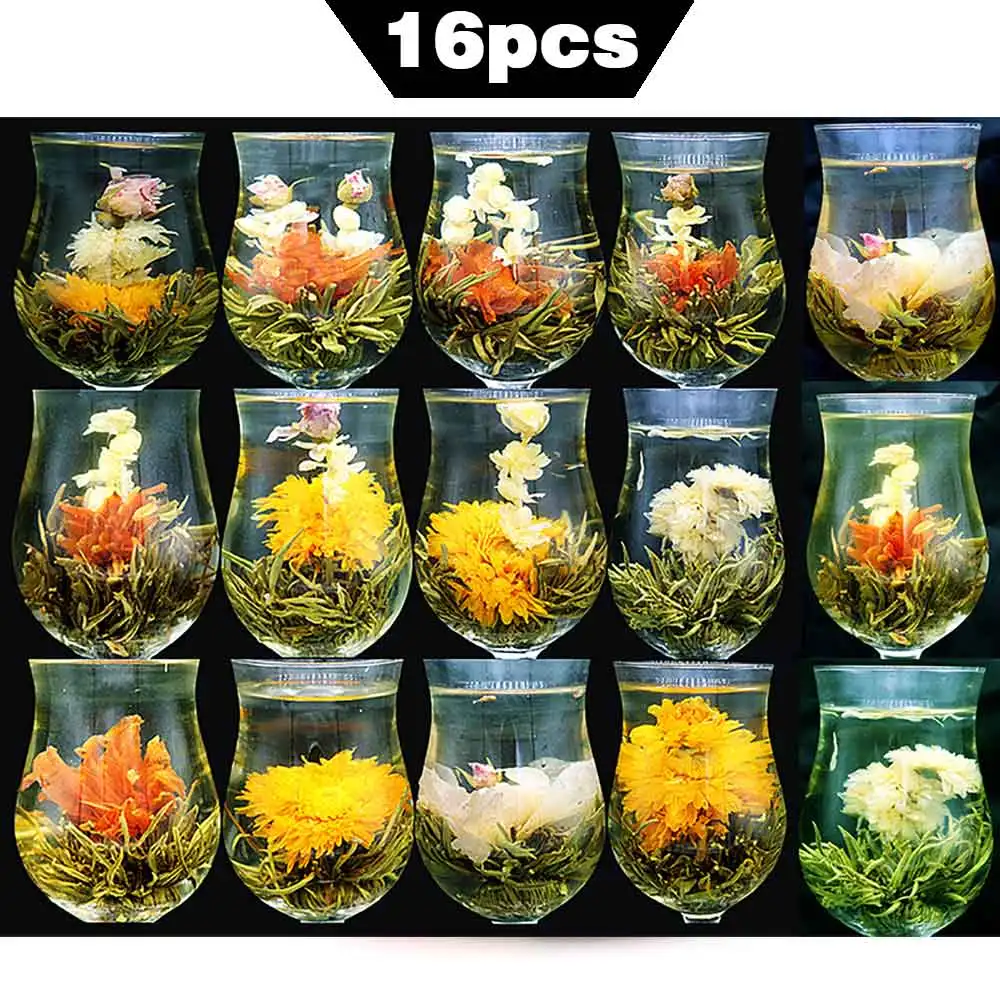 16 штук различных видов ручной работы цветущие чайные Мячи чай Цветущие травы Китайский травяной художественный цветок подарочная упаковка
