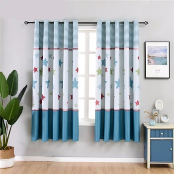 

Cartoon Printed Star Stitching Curtain Short Curtains Drapes starry night curtain Window Panel For Children Room Bedroom T308#45