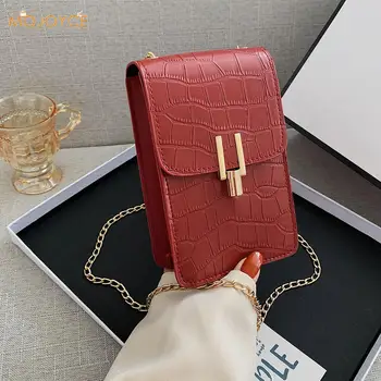 

Fashion Alligator Pattern Messenger Bag Women Retro PU Leather Casual Chain Small Shoulder Crossbody Mobile Phone Pouch