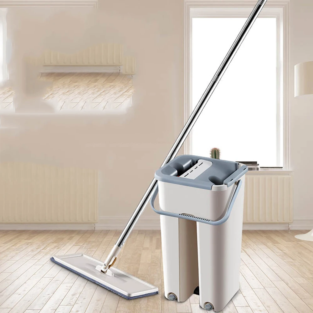 

lazy hand-free flat mop scrape mop net red vibrato explosion mop microfiber portable mop with bucket mop set