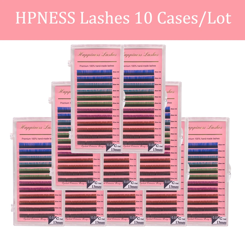 

Soft 6 Colors Rainbow False Eyelash Extensions 10 Tray/Lot 0.07 C/D Curl Classic Lashes 100% Hand-Made