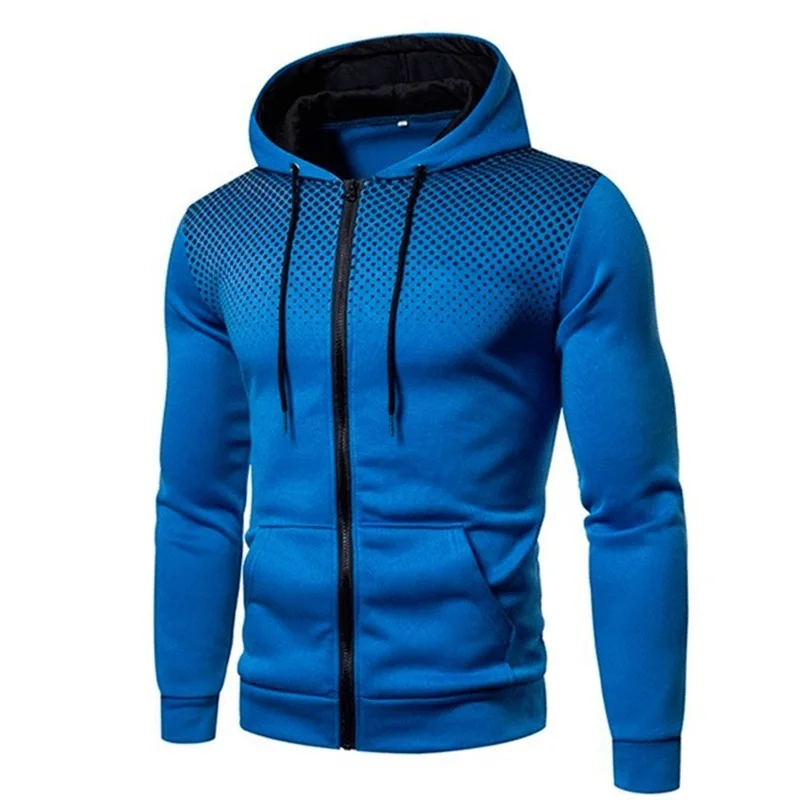 Azul - Sudadera con Capucha Cremallera y Bolsillos para Hombre