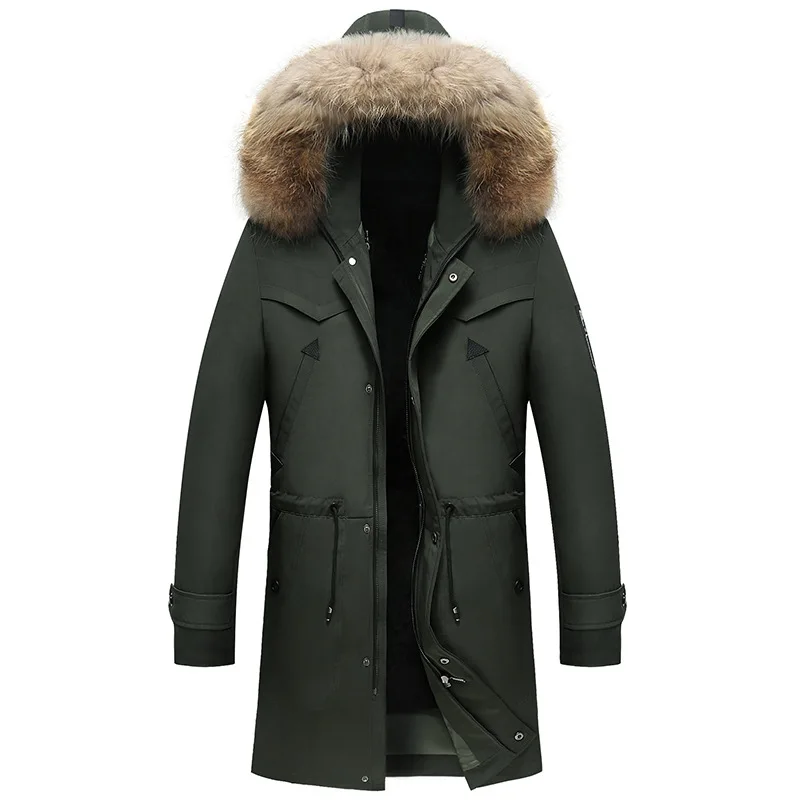 

2019 Long Thicken Natural Fur Collar Men Parka Winter Jacket