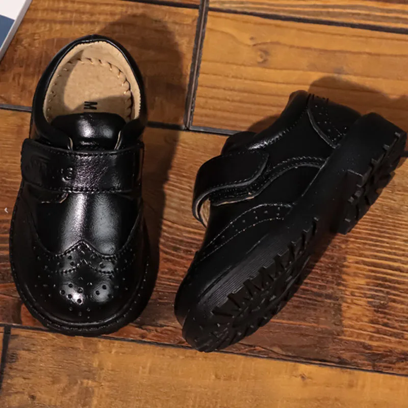 Kids Leather Shoes for Boys Formal Oxford Shoes Children Genuine Leather Girls Wedding New Spring Black White CSH1231